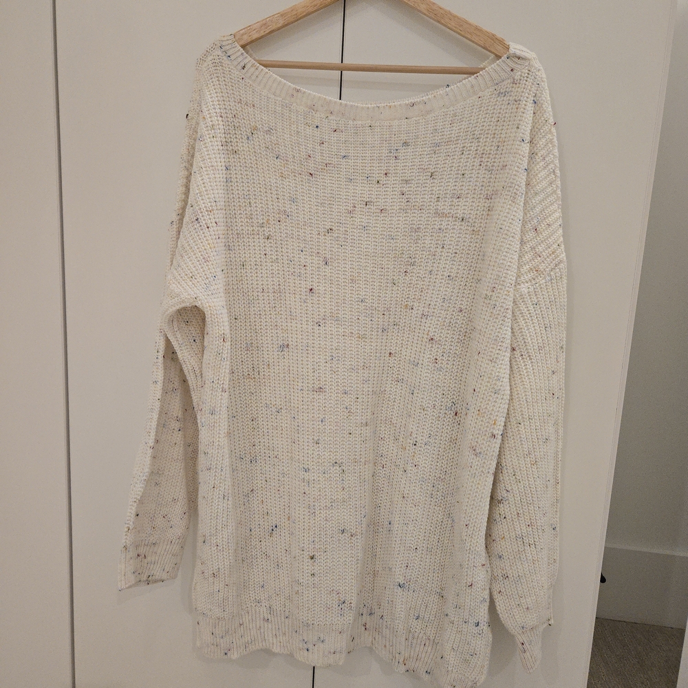 In The Style Cream Speckled Knit Tunic Sweater Size 8